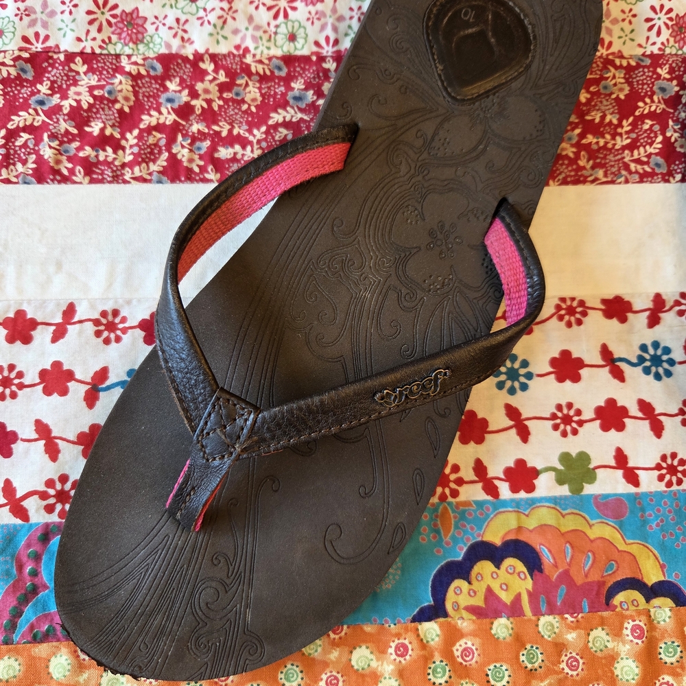REEF Cushion Leather Chocolate Brown Flip Flop Sandals
